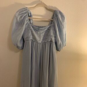 Light Blue Puff Sleeve Dress